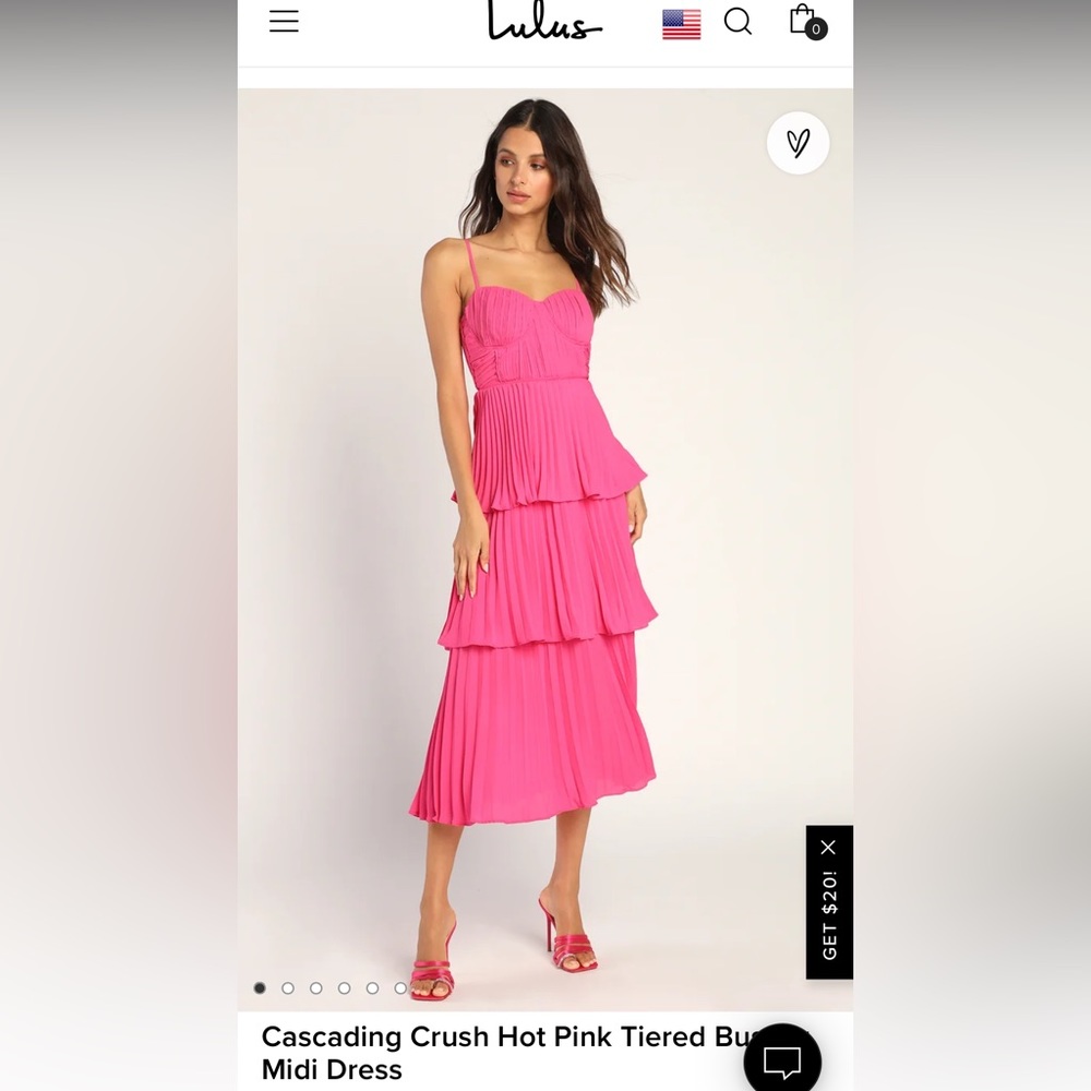 LULUS tiered hot pink dress. Size M. NWT.